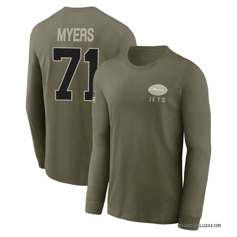 Josh Myers Youth Olive New York Jets 2025 Salute to Service Sideline Long Sleeve T-Shirt