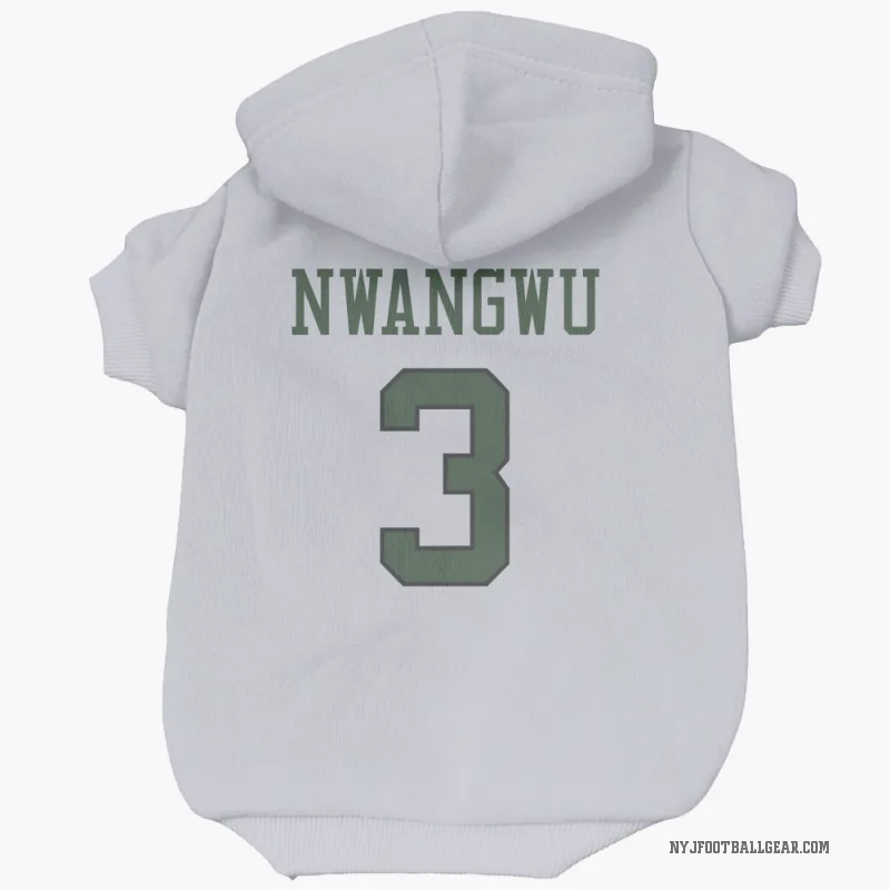 Kene Nwangwu  White New York Jets  Cat & Dog Pet Hoodie