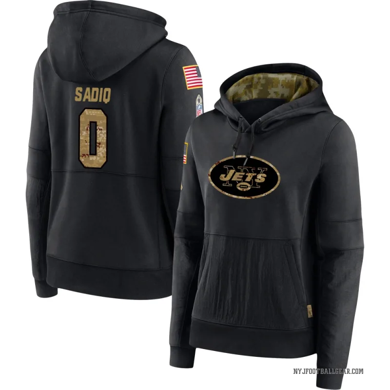 Kenyon Sadiq Women's Black New York Jets 2020 Salute to Service Sideline Performance Pullover Hoodie