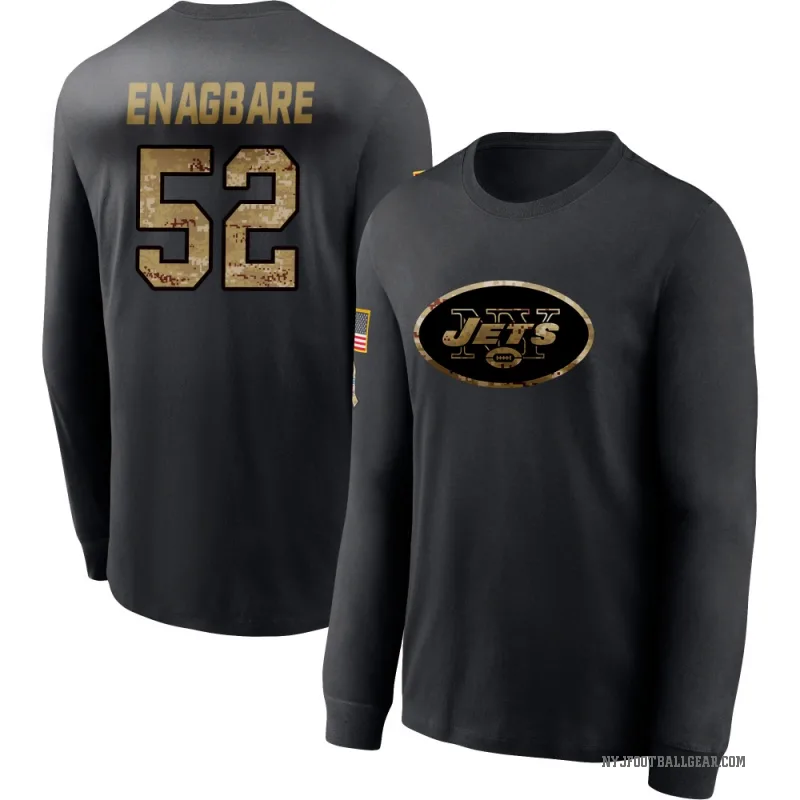 Kingsley Enagbare Men's Black New York Jets 2020 Salute To Service Sideline Performance Long Sleeve T-Shirt