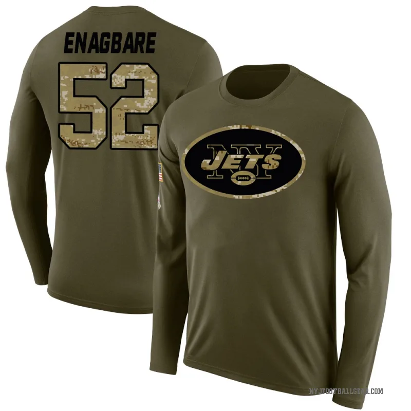 Kingsley Enagbare Men's Olive New York Jets Salute to Service Sideline Long Sleeve T-Shirt