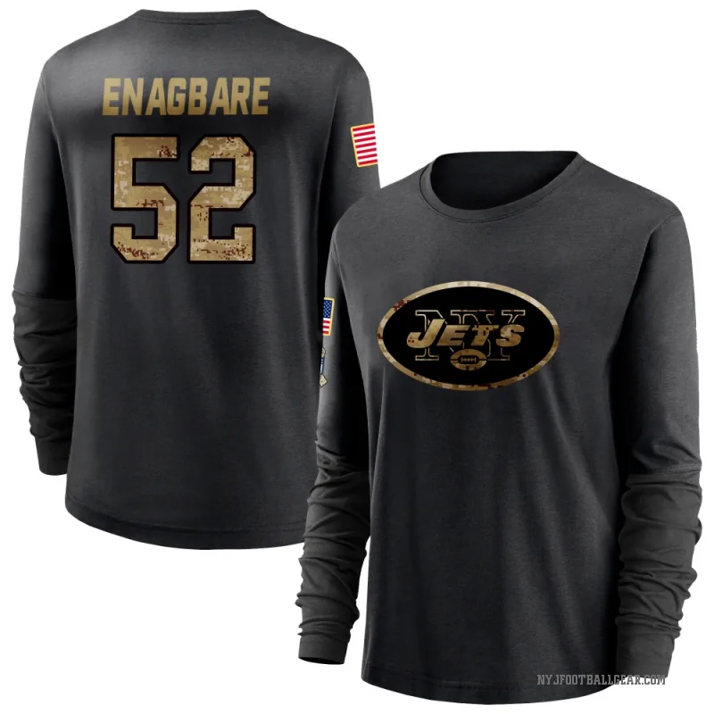 Kingsley Enagbare Women's Black New York Jets 2020 Salute To Service Sideline Performance Long Sleeve T-Shirt