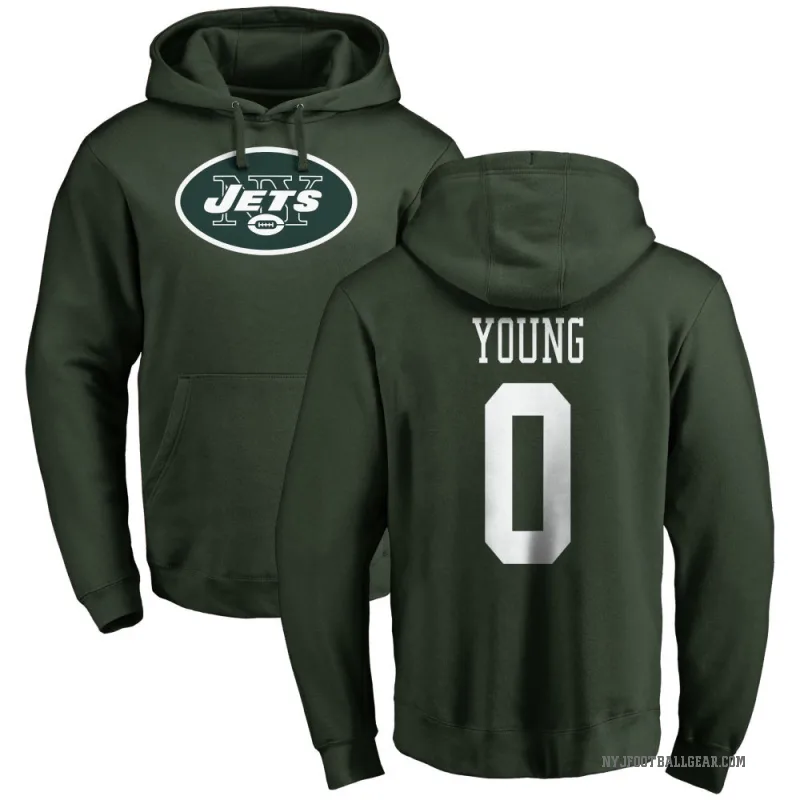 Landon Young Youth Green New York Jets Pro Line Logo Pullover Hoodie