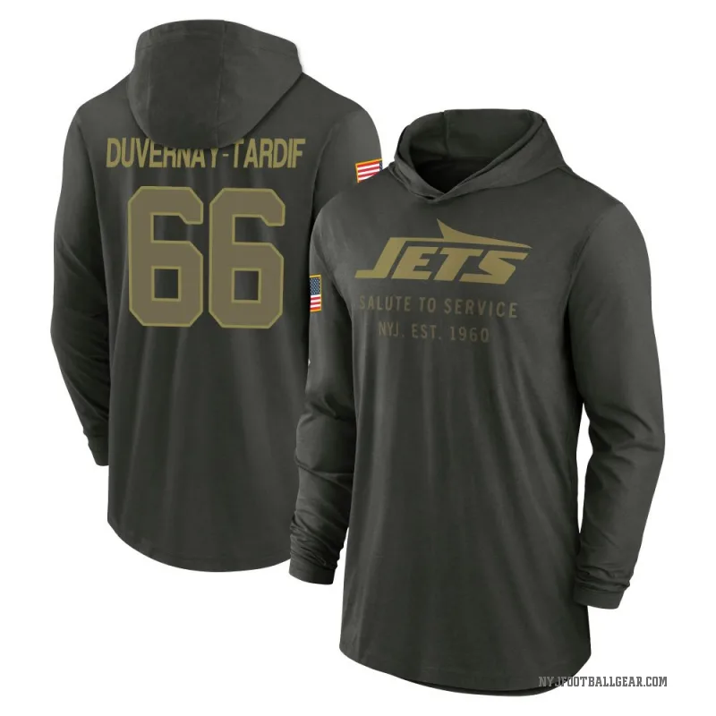 Laurent Duvernay-Tardif Men's Green New York Jets Forest/ 2025 Salute to Service Sideline Lightweight Hooded Pullover Long Sleev