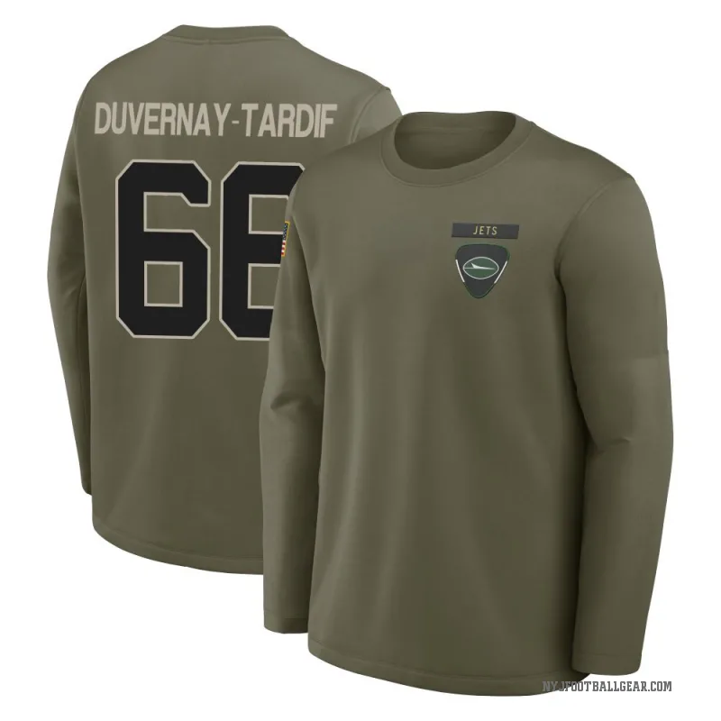 Laurent Duvernay-Tardif Men's Olive New York Jets 2025 Salute to Service Sideline Coaches Long Sleeve T-Shirt