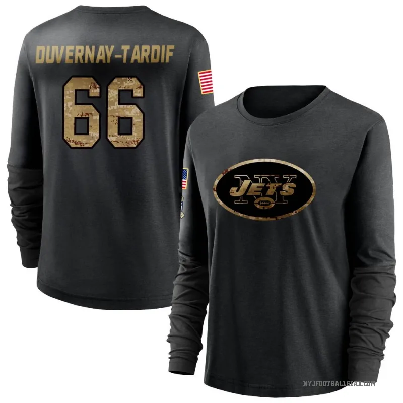 Laurent Duvernay-Tardif Women's Black New York Jets 2020 Salute To Service Sideline Performance Long Sleeve T-Shirt