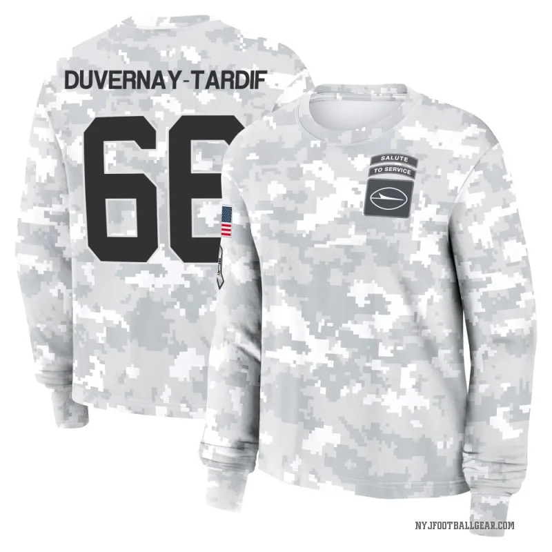 Laurent Duvernay-Tardif Women's Camo New York Jets Arctic 2024 Salute to Service Long Sleeve T-Shirt