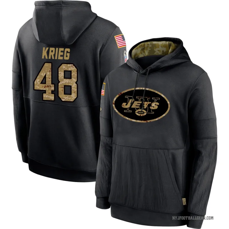 Lenny Krieg Men's Black New York Jets 2020 Salute to Service Sideline Performance Pullover Hoodie