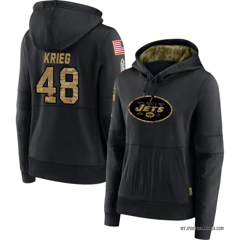 Lenny Krieg Women's Black New York Jets 2020 Salute to Service Sideline Performance Pullover Hoodie