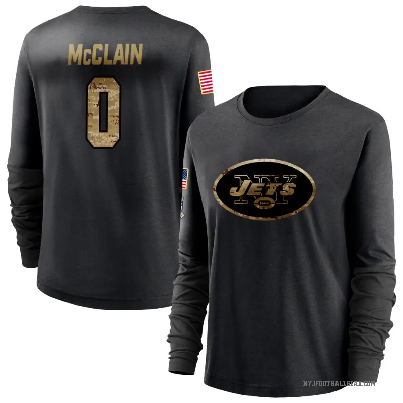 Malik McClain Women's Black New York Jets 2020 Salute To Service Sideline Performance Long Sleeve T-Shirt