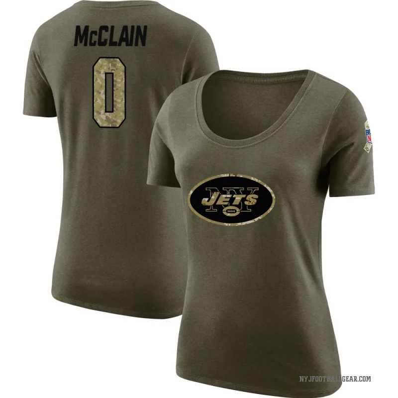 Malik McClain Women's Olive New York Jets Salute to Service Scoop Neck T-Shirt
