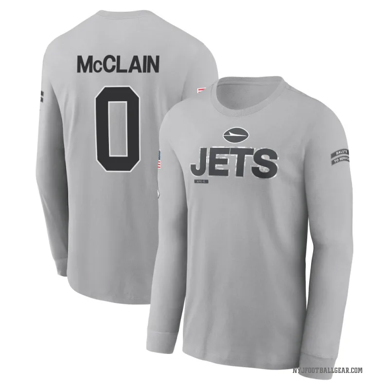 Malik McClain Youth Gray New York Jets 2024 Salute to Service Long Sleeve T-Shirt