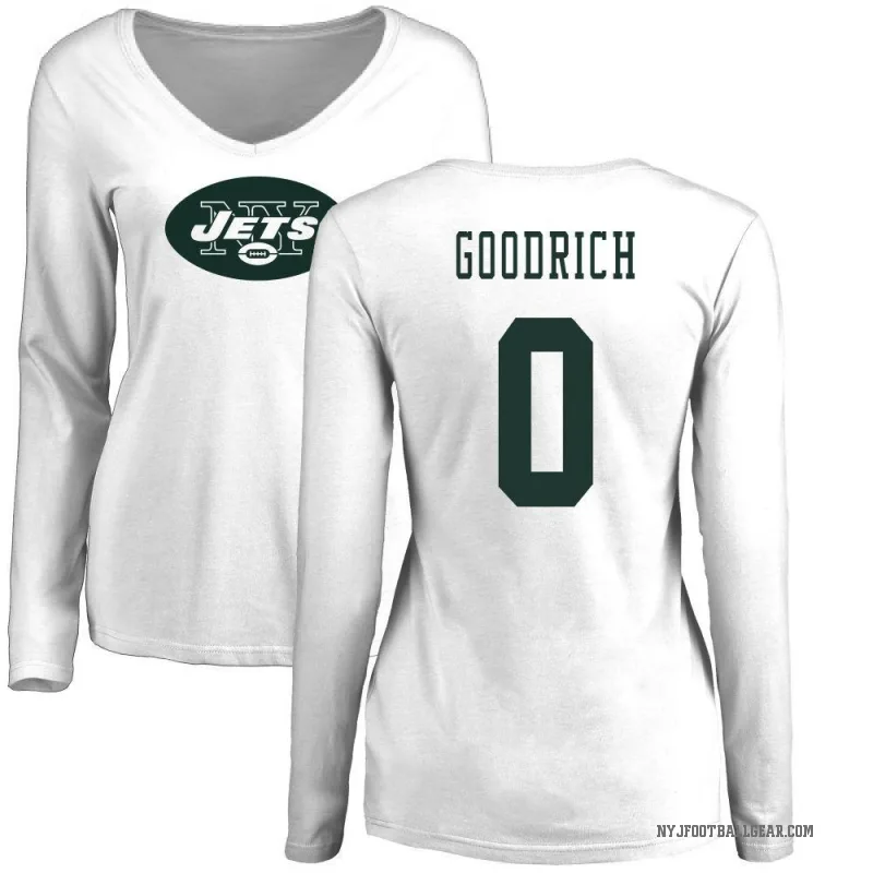 Mario Goodrich Women's White New York Jets Logo Slim Fit Long Sleeve T-Shirt -