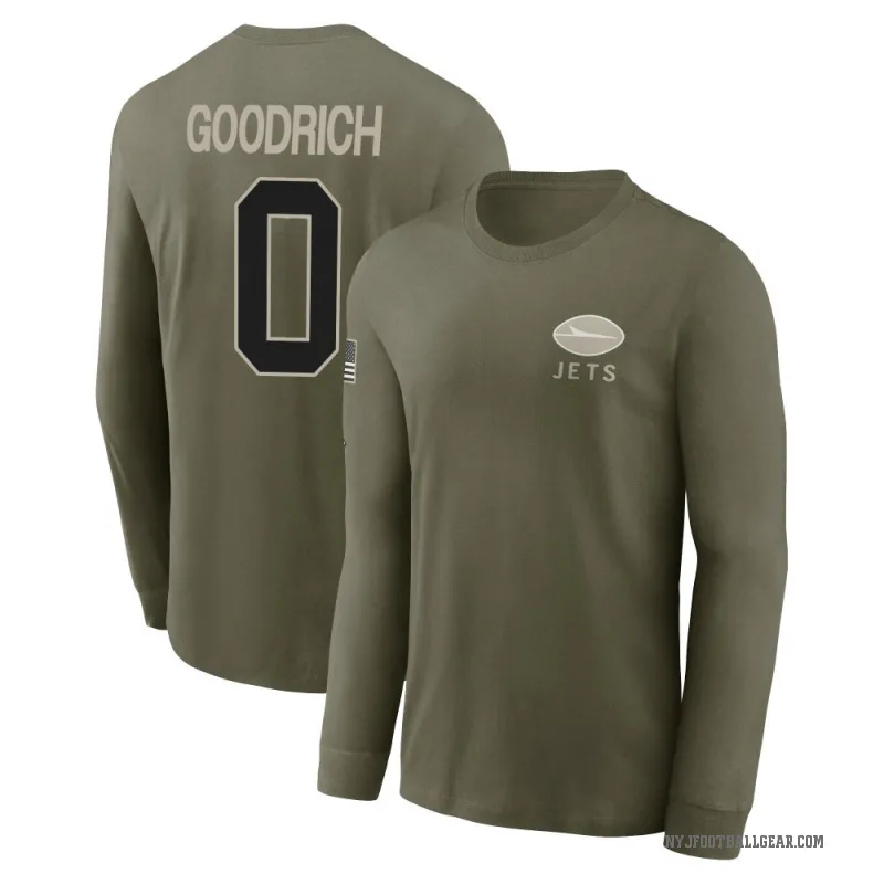 Mario Goodrich Youth Olive New York Jets 2025 Salute to Service Sideline Long Sleeve T-Shirt