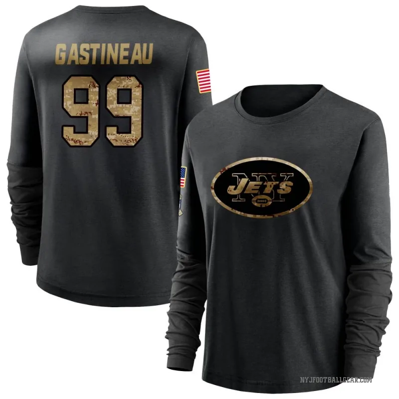 Mark Gastineau Women's Black New York Jets 2020 Salute To Service Sideline Performance Long Sleeve T-Shirt