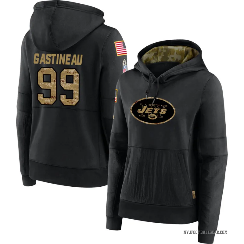 Mark Gastineau Women's Black New York Jets 2020 Salute to Service Sideline Performance Pullover Hoodie