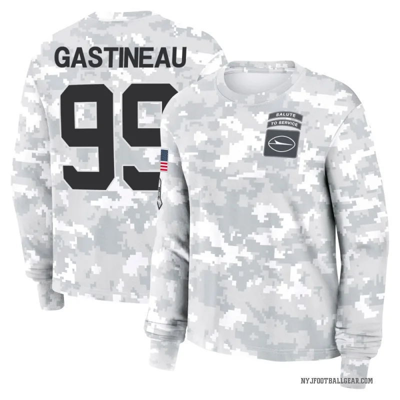 Mark Gastineau Women's Camo New York Jets Arctic 2024 Salute to Service Long Sleeve T-Shirt
