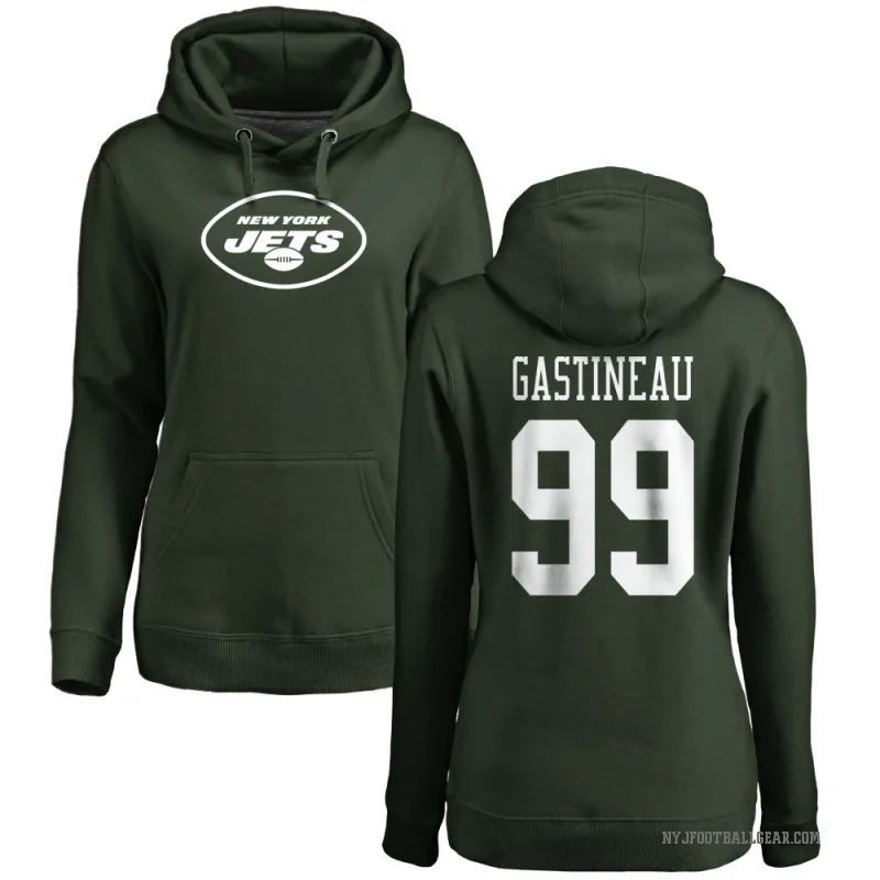 Mark Gastineau Women's Green New York Jets Pro Line Logo Pullover Hoodie