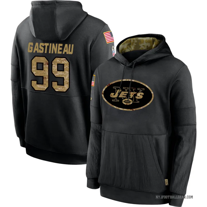 Mark Gastineau Youth Black New York Jets 2020 Salute to Service Sideline Performance Pullover Hoodie