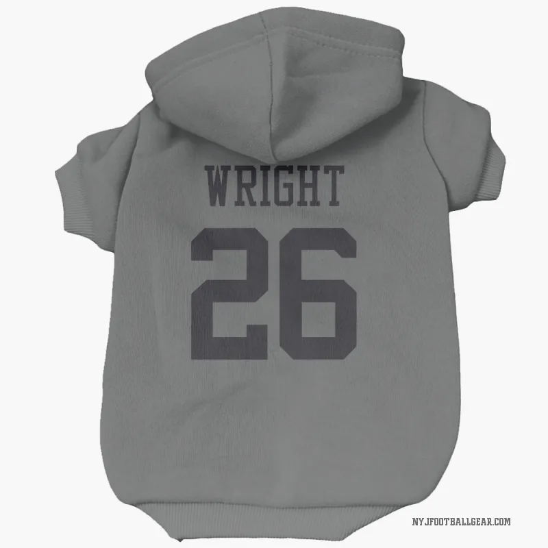 Nahshon Wright  Charcoal New York Jets  Cat & Dog Pet Hoodie