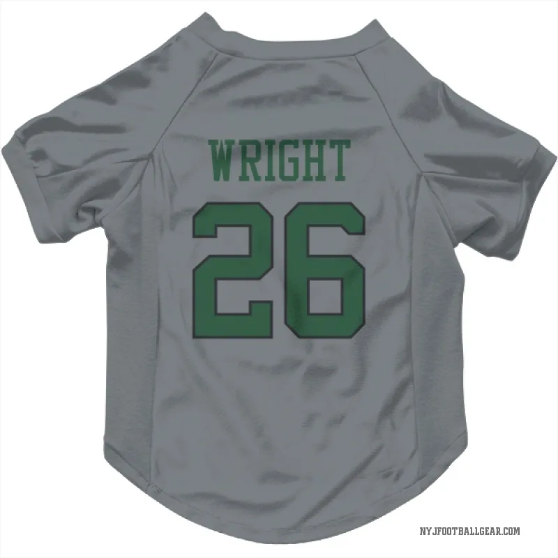 Nahshon Wright  Gray New York Jets  Cat & Dog Pet Jersey