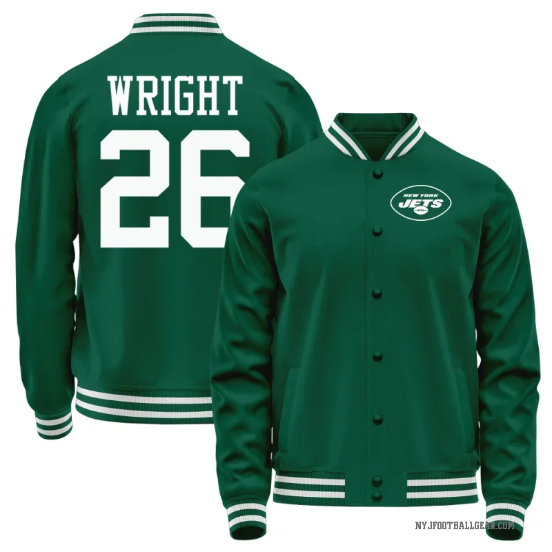 Nahshon Wright Men's Green New York Jets Full-Snap Jacket