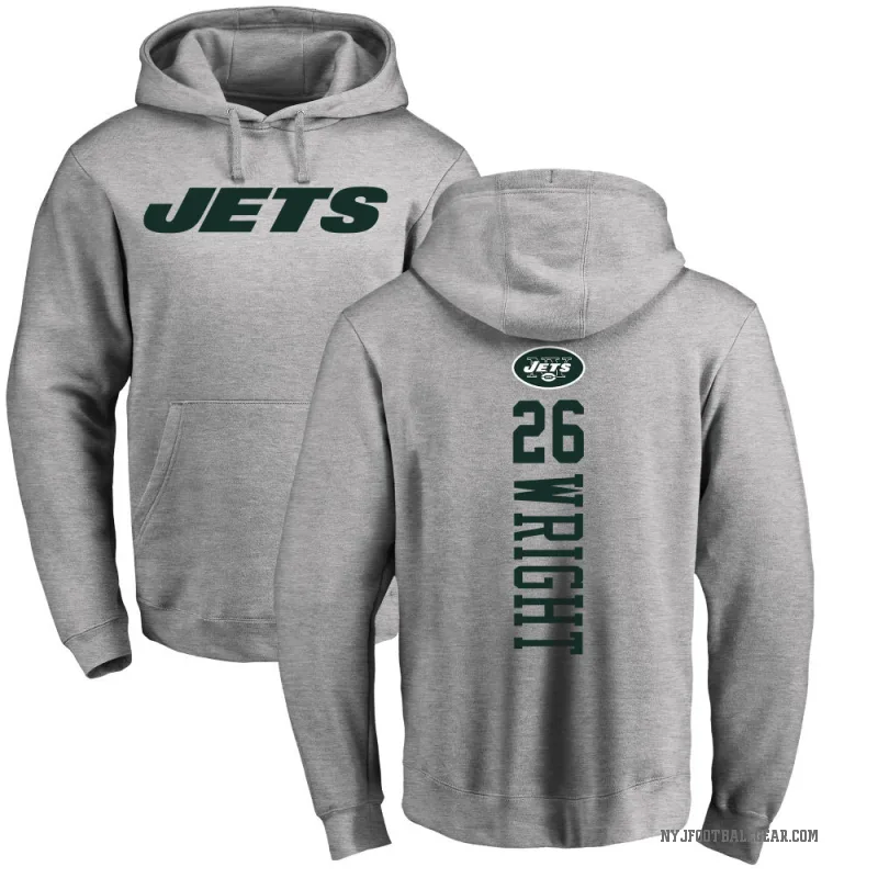 Nahshon Wright Men's New York Jets Pro Line Ash Backer Pullover Hoodie