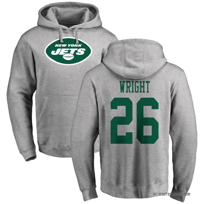 Nahshon Wright Men's New York Jets Pro Line Ash Logo Pullover Hoodie