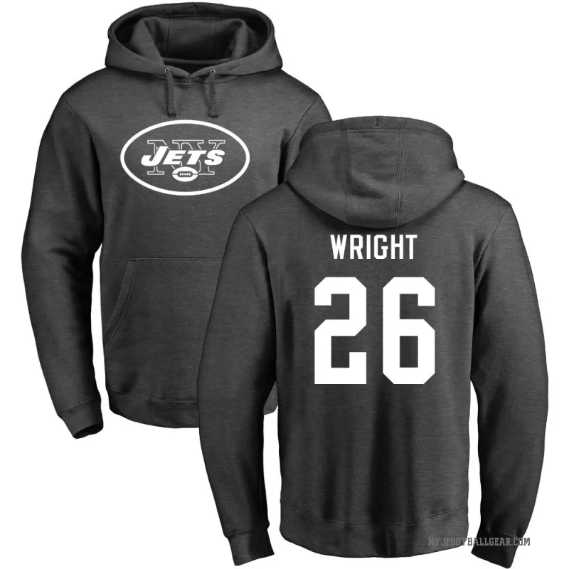 Nahshon Wright Men's New York Jets Pro Line by Branded Ash One Color Pullover Hoodie