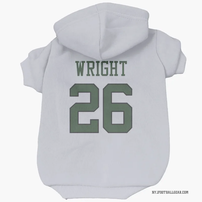 Nahshon Wright  White New York Jets  Cat & Dog Pet Hoodie