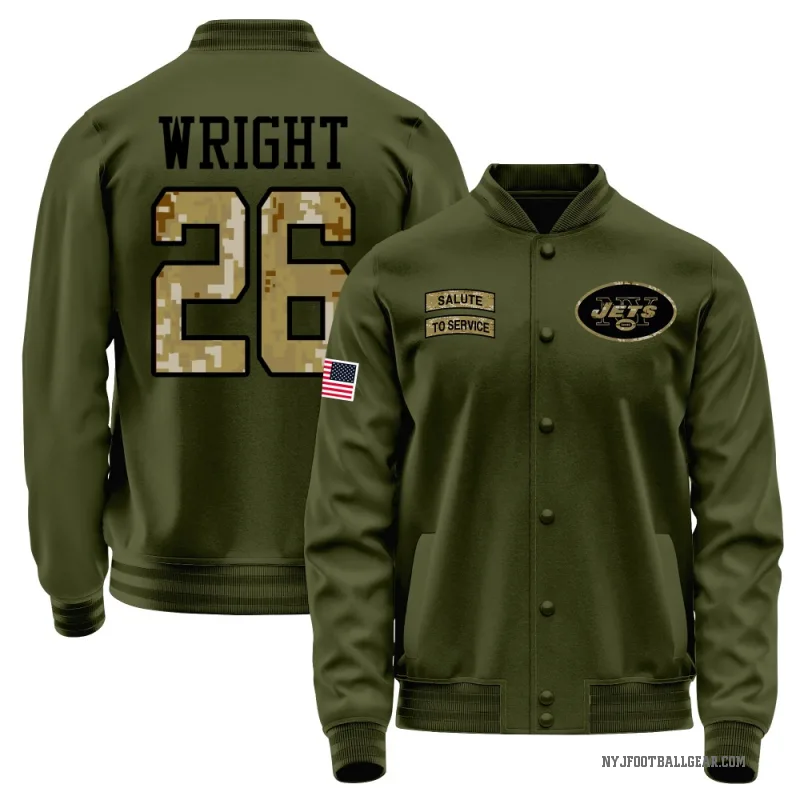 Nahshon Wright Youth Olive New York Jets Salute to Service Sideline Performance Jacket