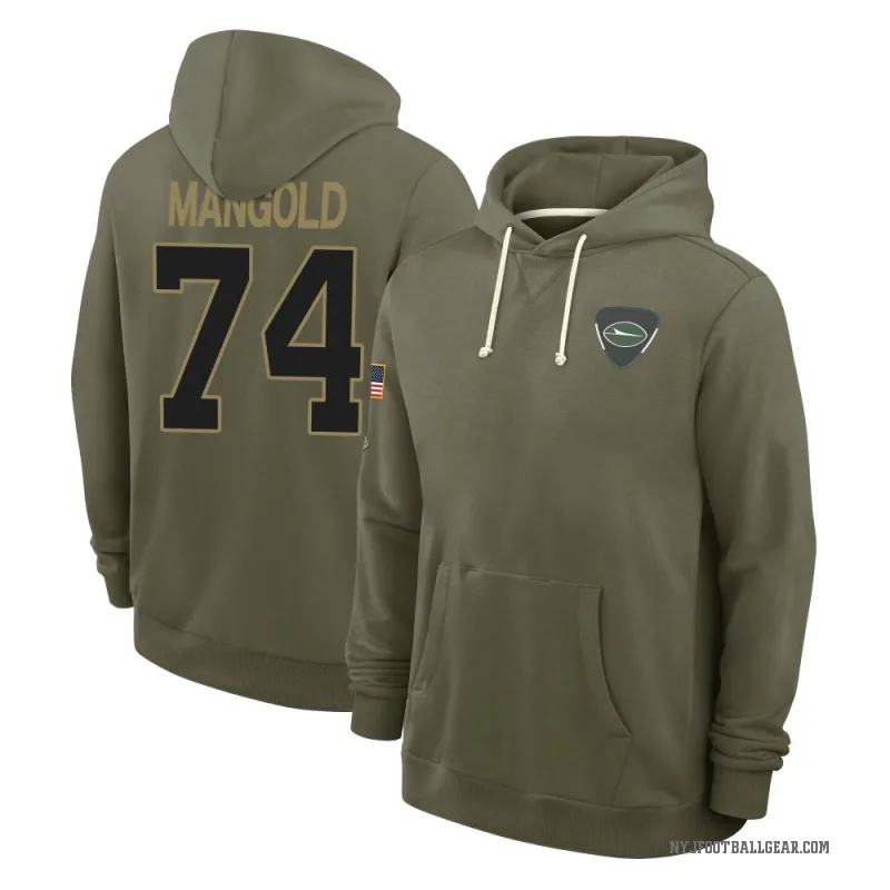 Nick Mangold Men's Olive New York Jets 2025 Salute to Service Hoodie