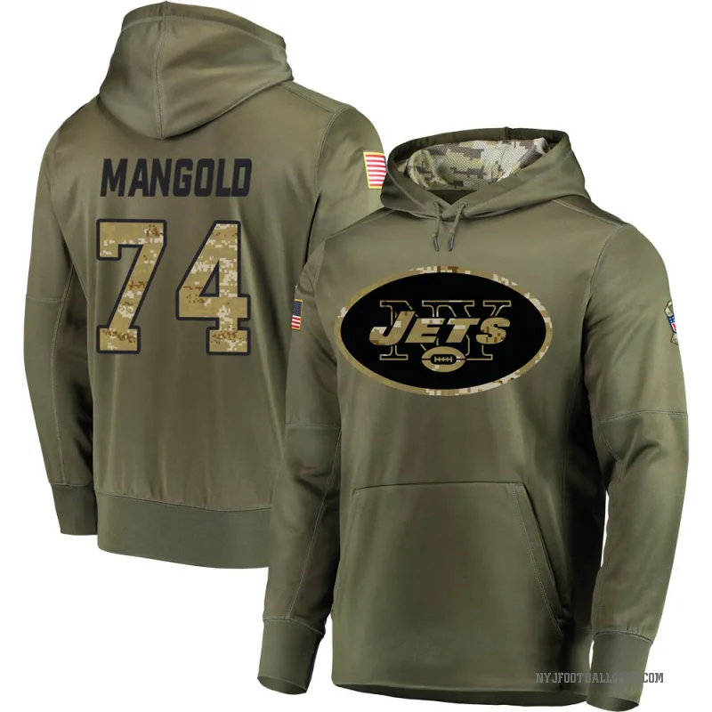 Nick Mangold Men's Olive New York Jets Salute to Service Pullover Hoodie