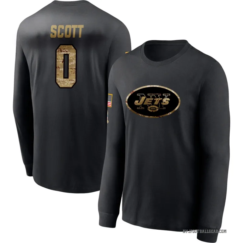 Sam Scott Youth Black New York Jets 2020 Salute To Service Sideline Performance Long Sleeve T-Shirt