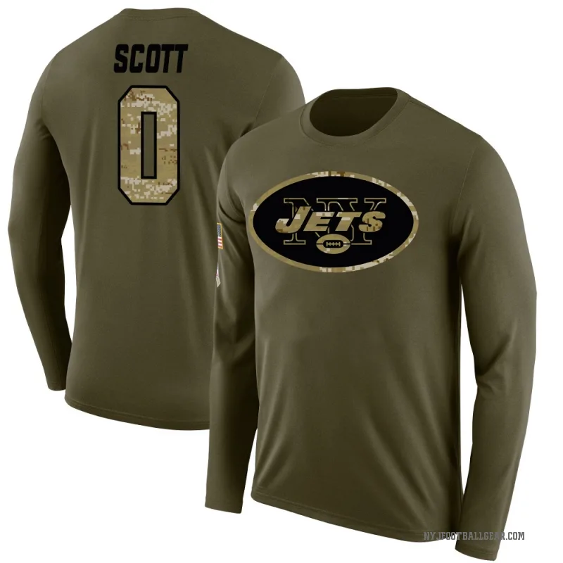 Sam Scott Youth Olive New York Jets Salute to Service Sideline Long Sleeve T-Shirt