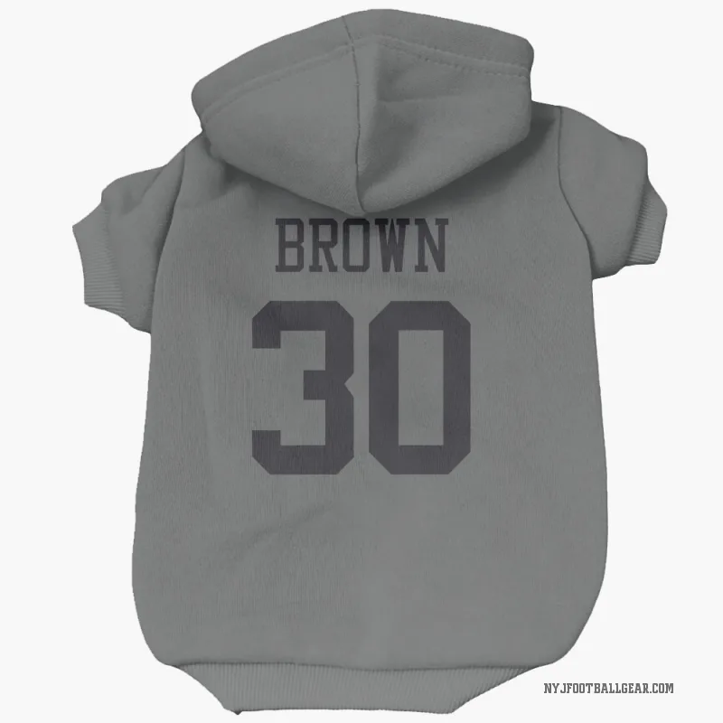 Tre Brown  Charcoal New York Jets  Cat & Dog Pet Hoodie