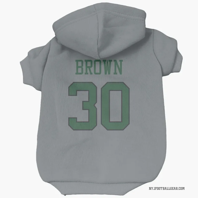 Tre Brown  Gray New York Jets  Cat & Dog Pet Hoodie