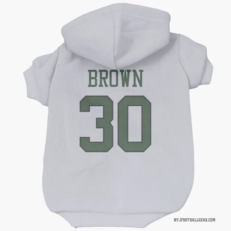 Tre Brown  White New York Jets  Cat & Dog Pet Hoodie