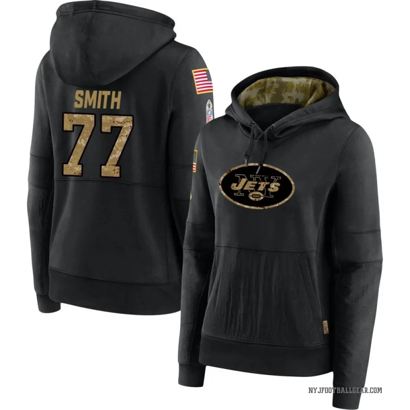 Tyron Smith Women's Black New York Jets 2020 Salute to Service Sideline Performance Pullover Hoodie