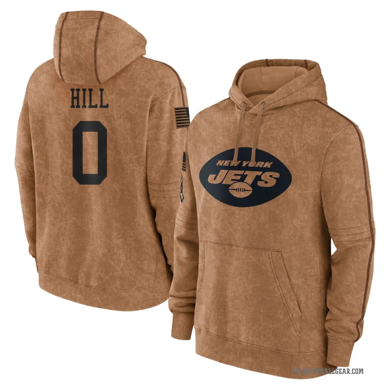 Xavier Hill Men's Brown New York Jets 2023 Salute To Service Club Pullover Hoodie