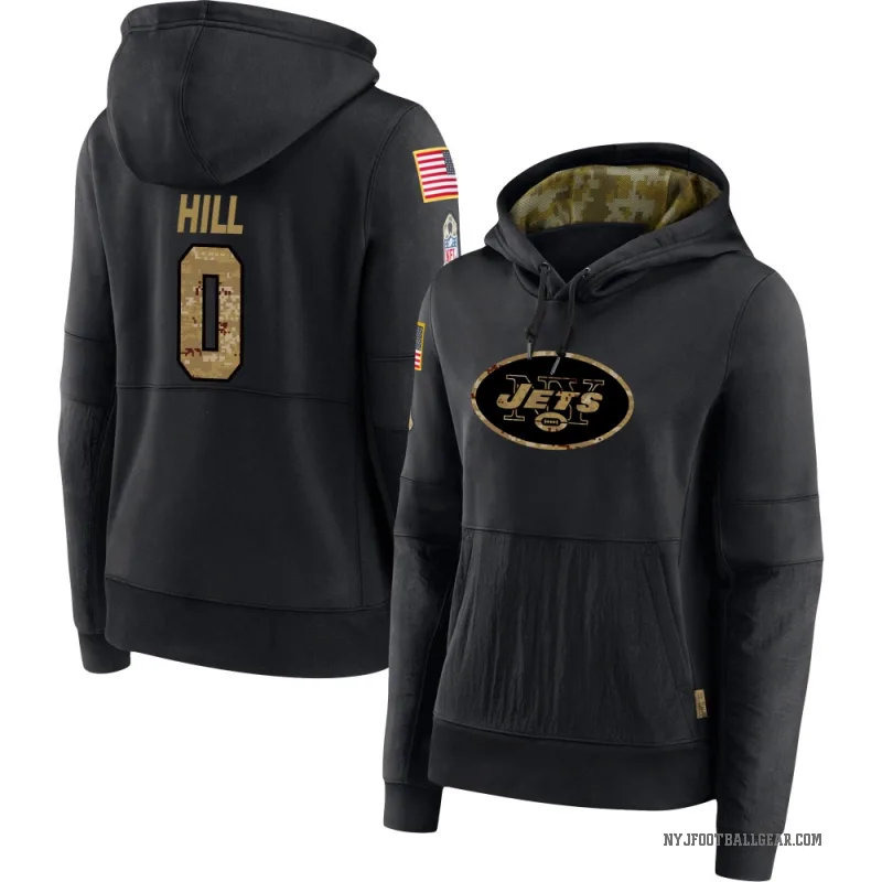Xavier Hill Women's Black New York Jets 2020 Salute to Service Sideline Performance Pullover Hoodie