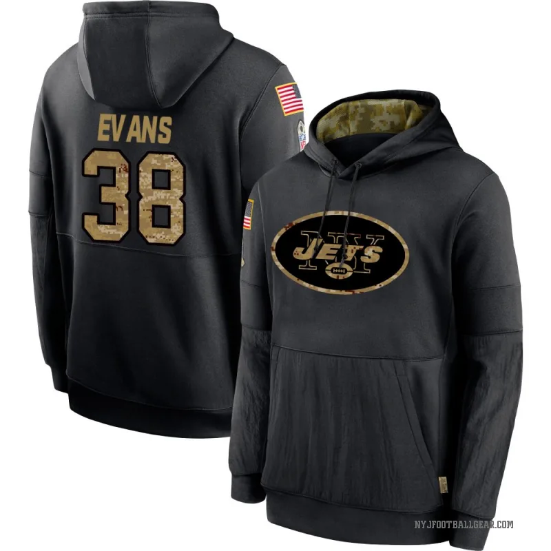 Zach Evans Men's Black New York Jets 2020 Salute to Service Sideline Performance Pullover Hoodie